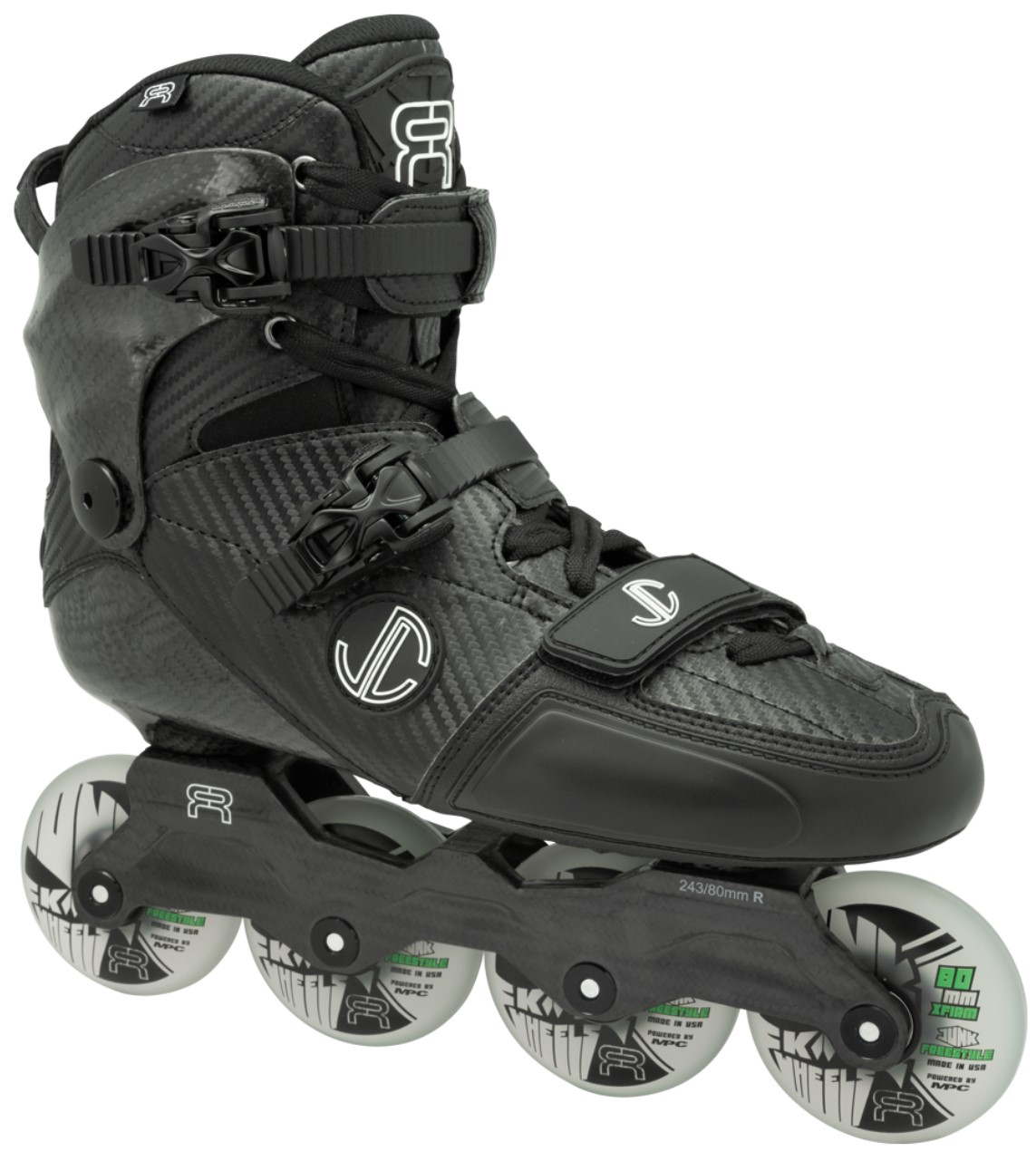 FR SL CARBON FREESTYLE inline skate for slalom with carbon shell, carbon cuff and rockered carbon frame